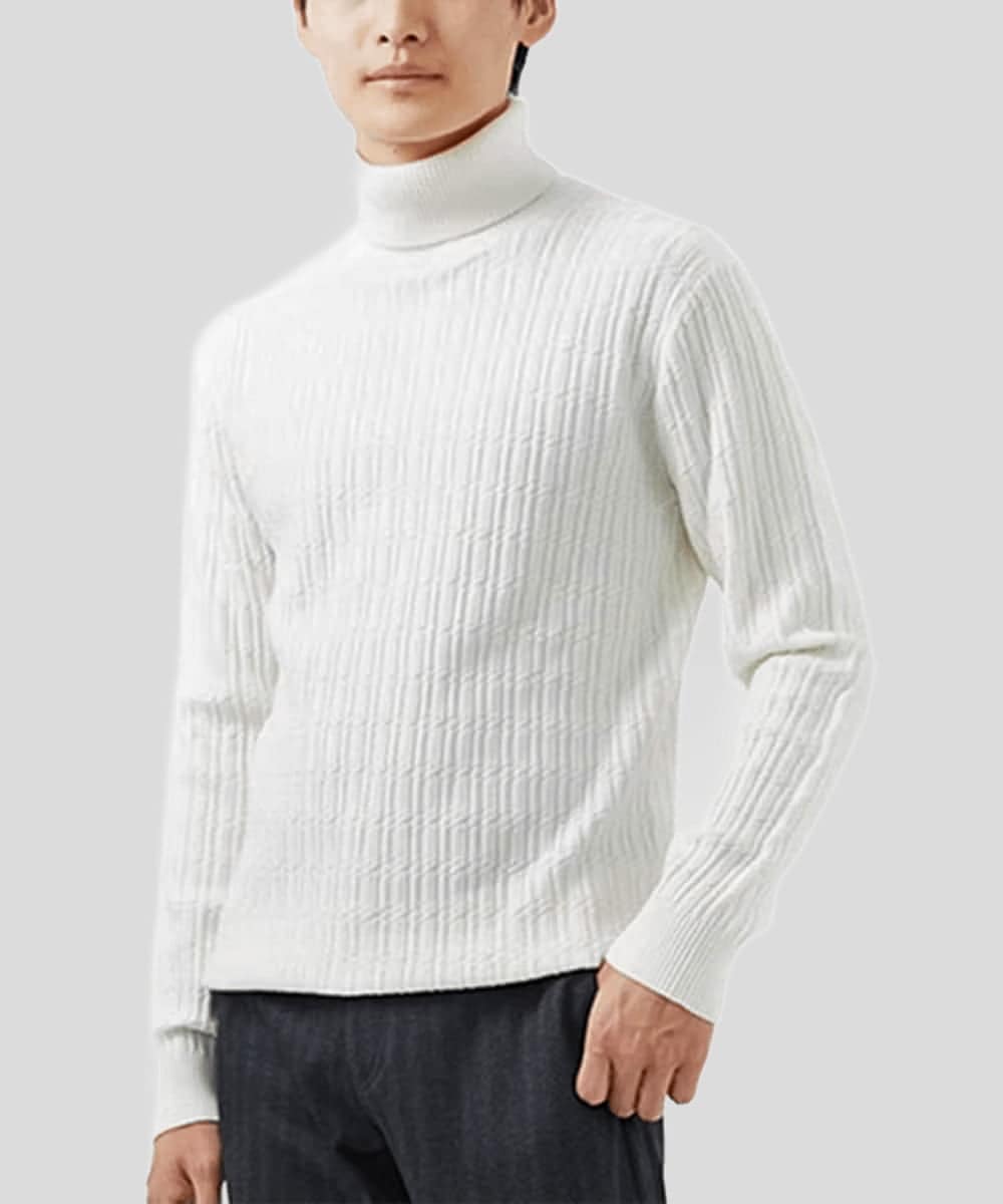 残りわずか/洗濯機で洗える】タートルニット/ステアストライプ(ニット