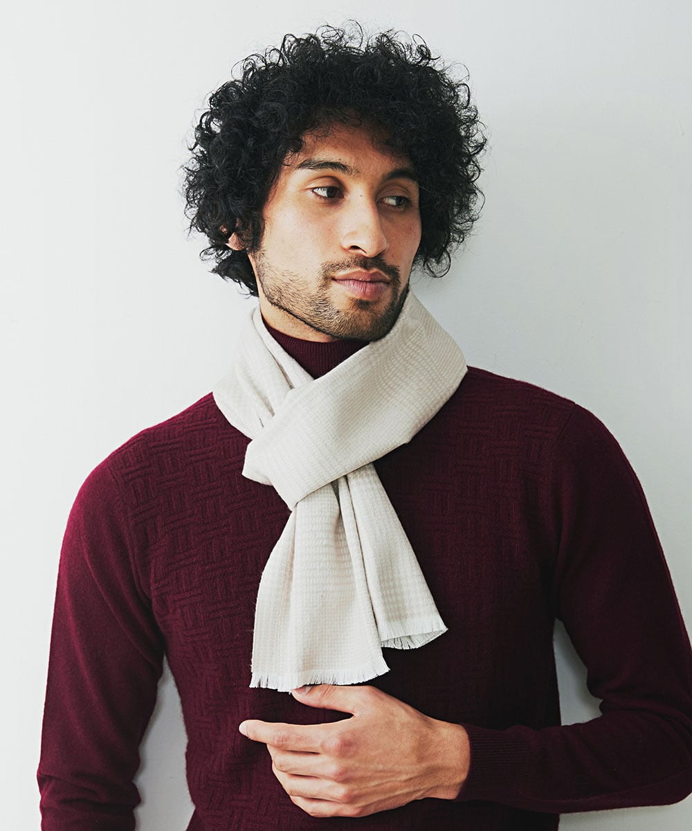 シルクグレンチェックマフラー(ストール・マフラー・スヌード