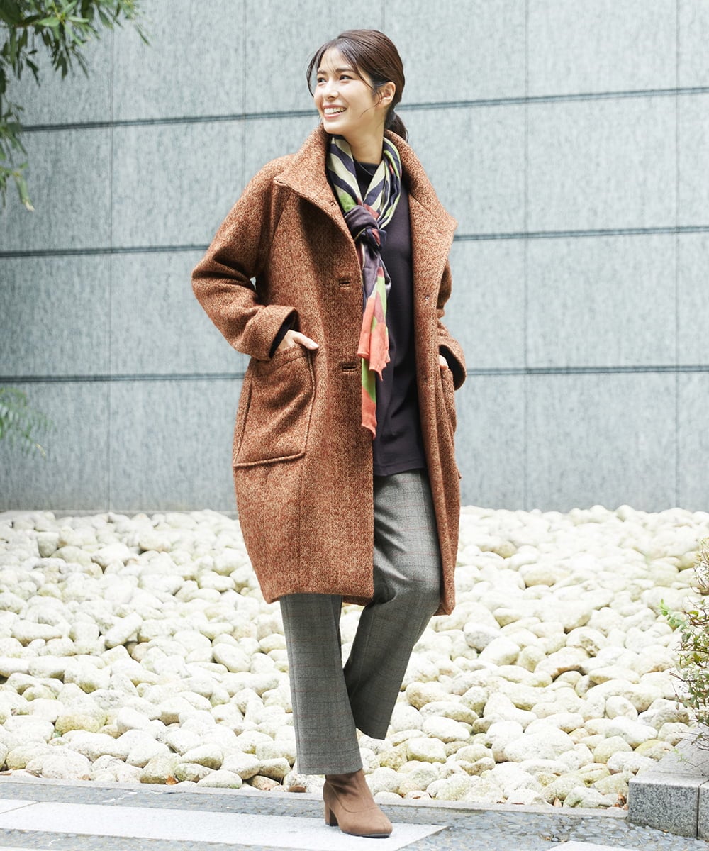 日本製]ITALYミックスウールツイードロングコート(その他のコート