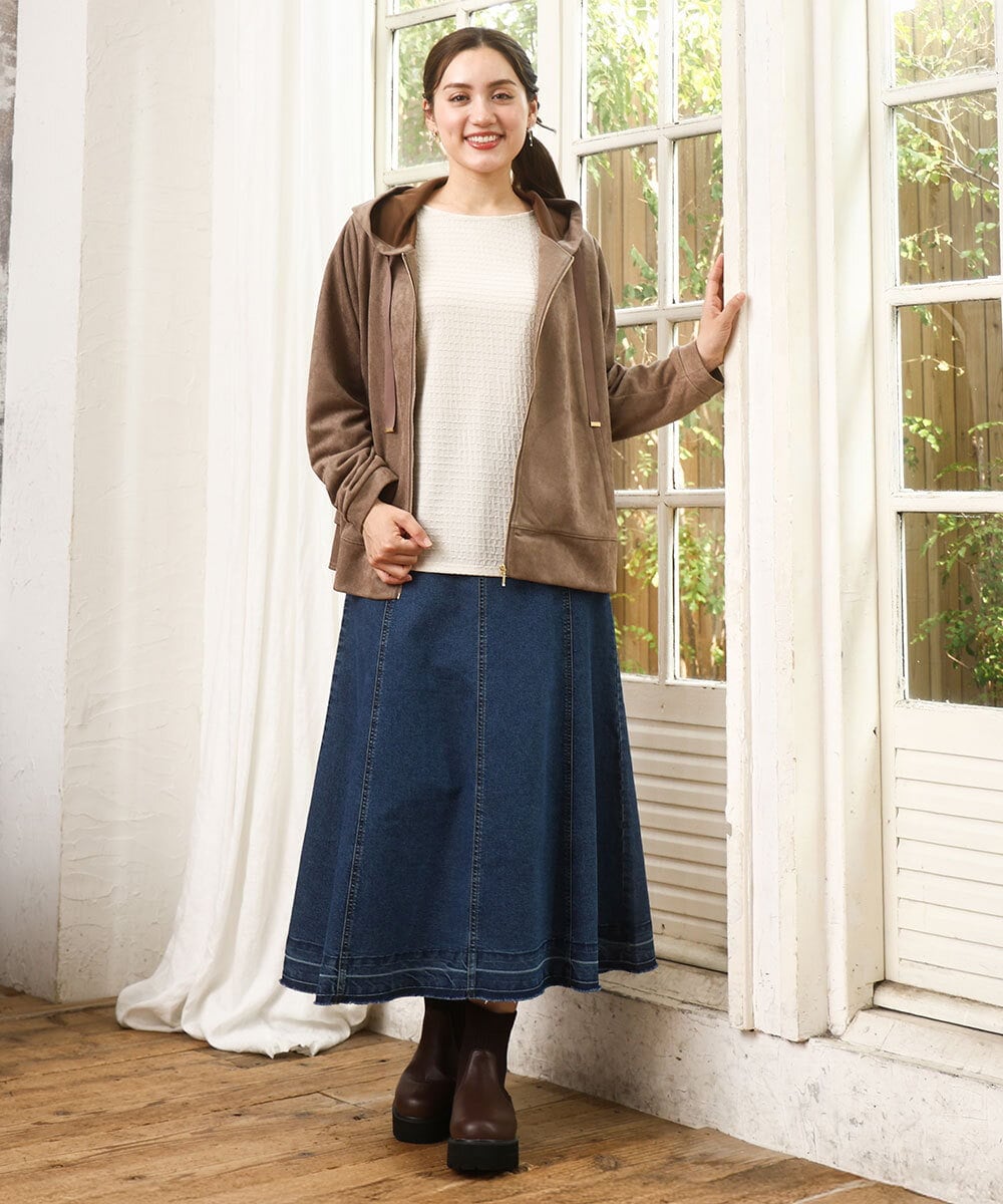 大きいサイズ】ストレッチデニムロングスカート(ロング・マキシ丈