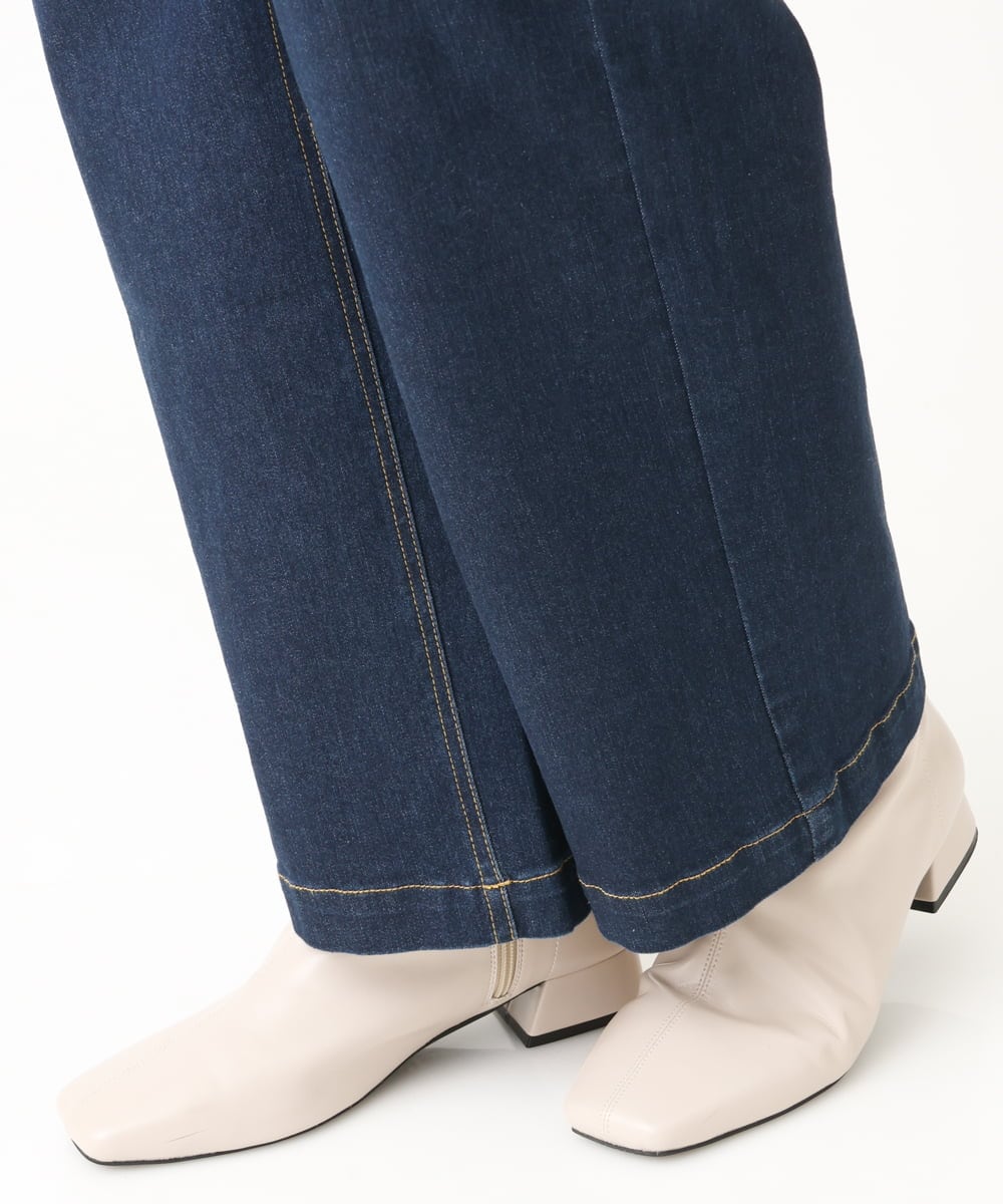 大きいサイズ】ワイドストレートデニムパンツ(フルレングスパンツ