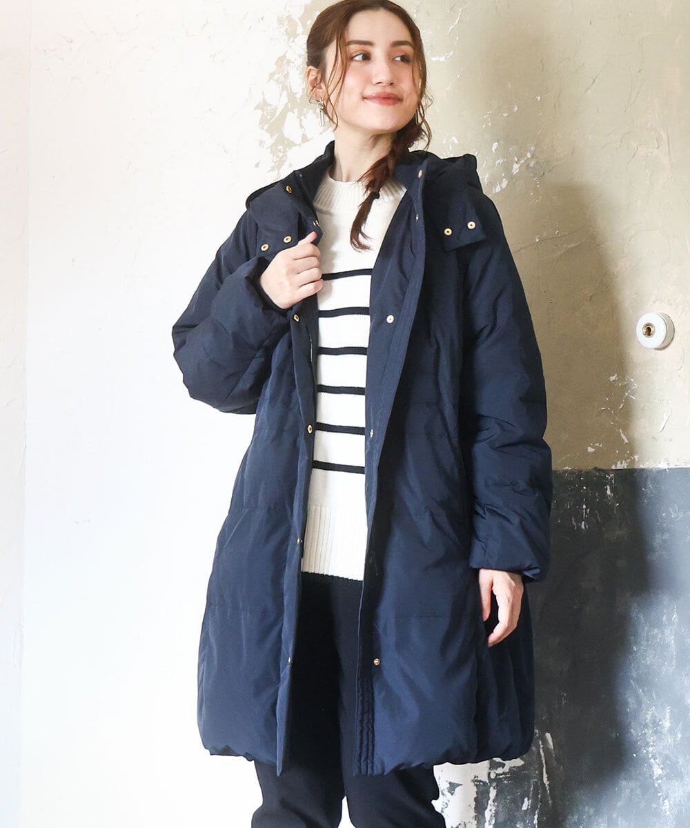 大きいサイズ】フードロングダウンコート(ダウンジャケット・コート