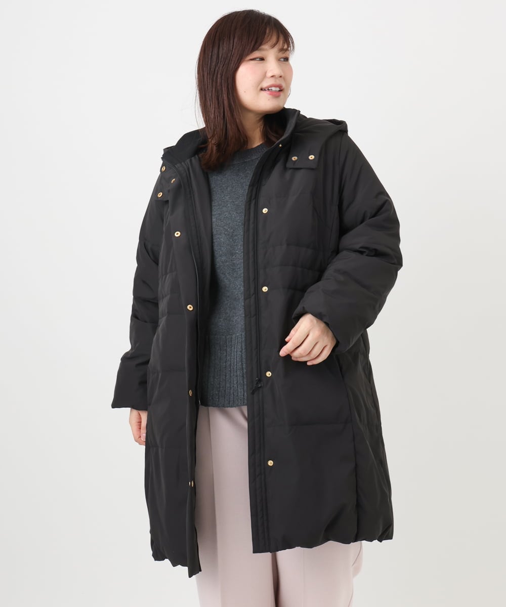 大きいサイズ】フードロングダウンコート(ダウンジャケット・コート