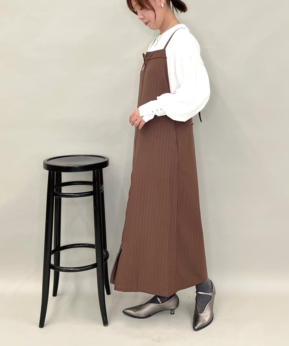 ピンストライプIラインジャンパースカート(ジャンパースカート) | al