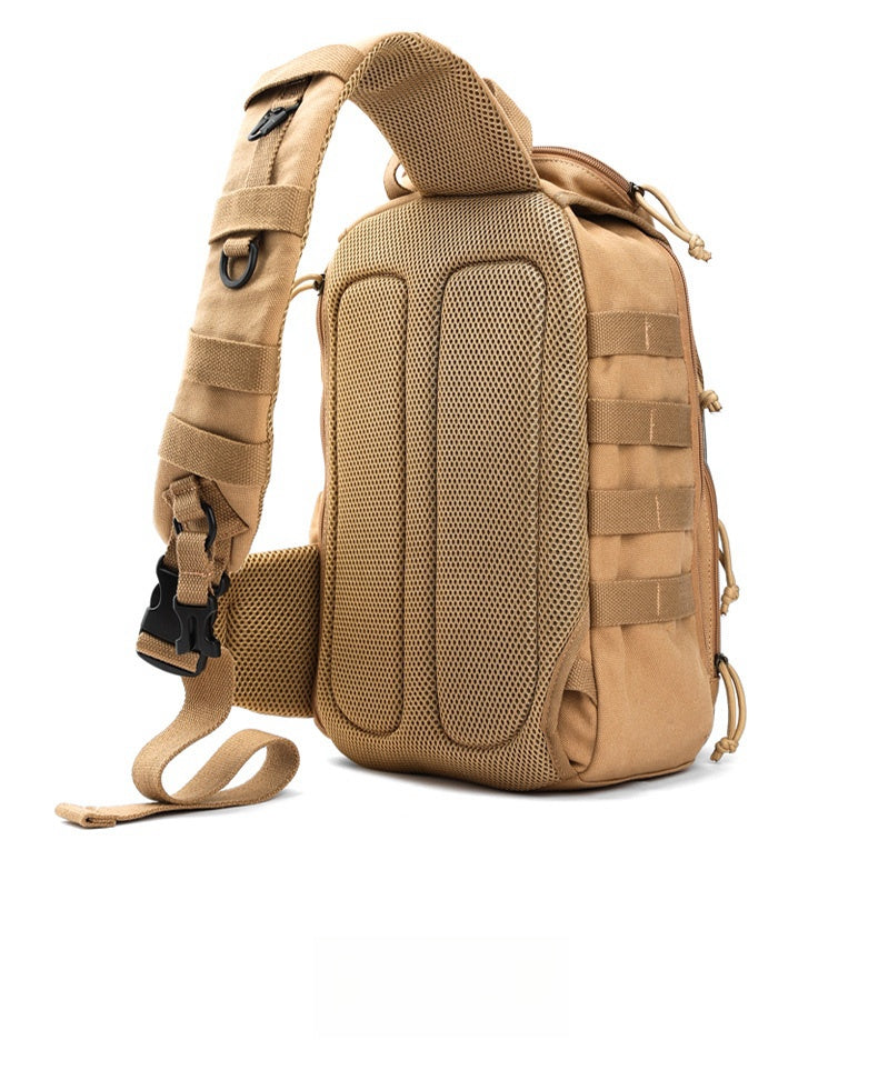 Khaki Large Tactical Sling Bag For Men Canvas Military Backpack