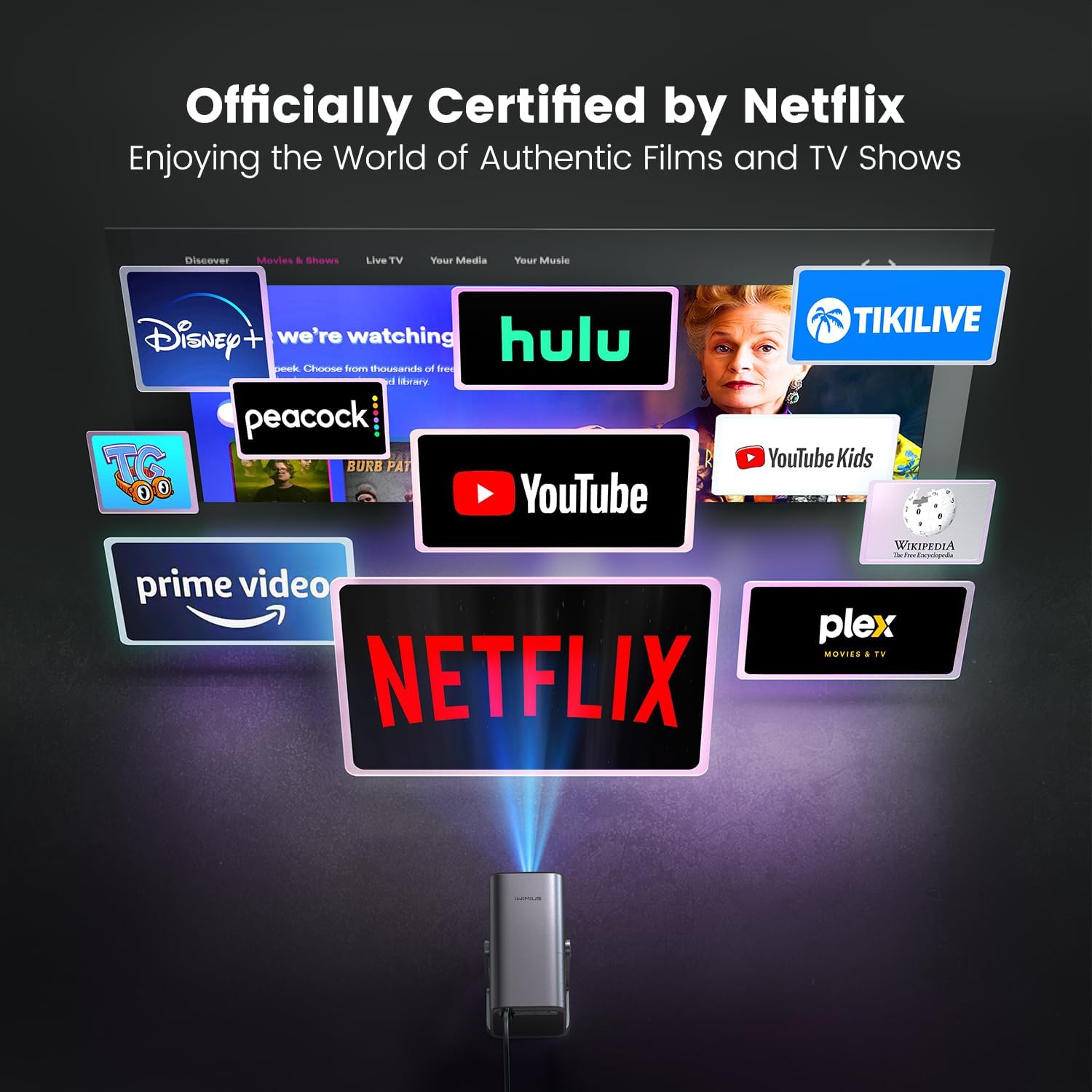 Netflix-Licensed & 4K Support & Auto Focus]- Smart Projector with