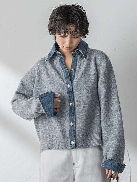 新色追加】デニムレイヤード風カーディガン≪手洗い可能≫ | MAYSON