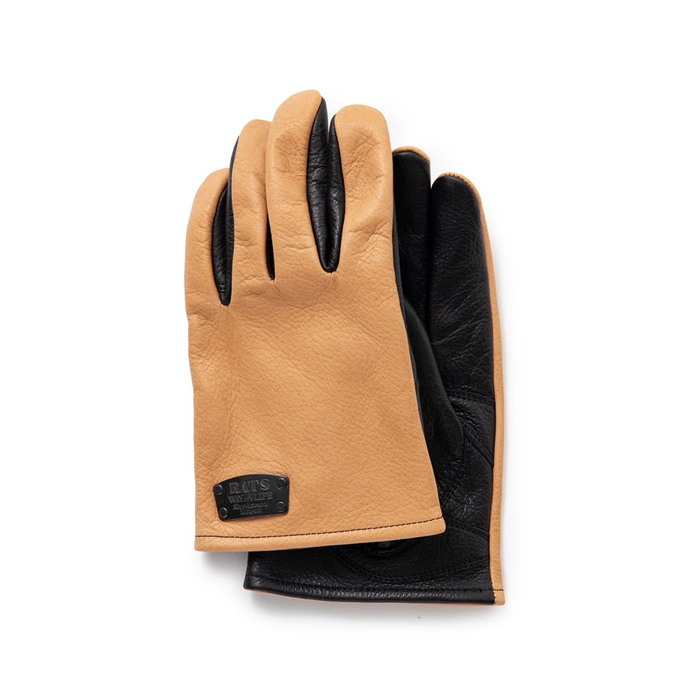 RATS/LEATHER GLOVE（BLACK/TAN）［レザーグローブ-24春夏］ - JONAS