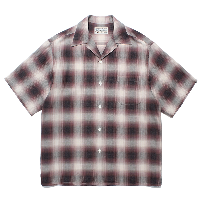 WACKO MARIA/OMBRE CHECK OPEN COLLAR SHIRT（PURPLE）［オンブレ