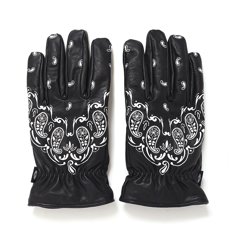 CHALLENGER/BANDANA LEATHER GLOVE（BLACK）［バンダナレザーグローブ