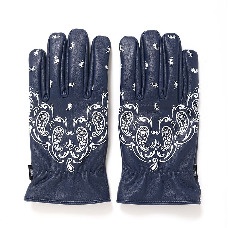 CHALLENGER/BANDANA LEATHER GLOVE（NAVY）［バンダナレザーグローブ