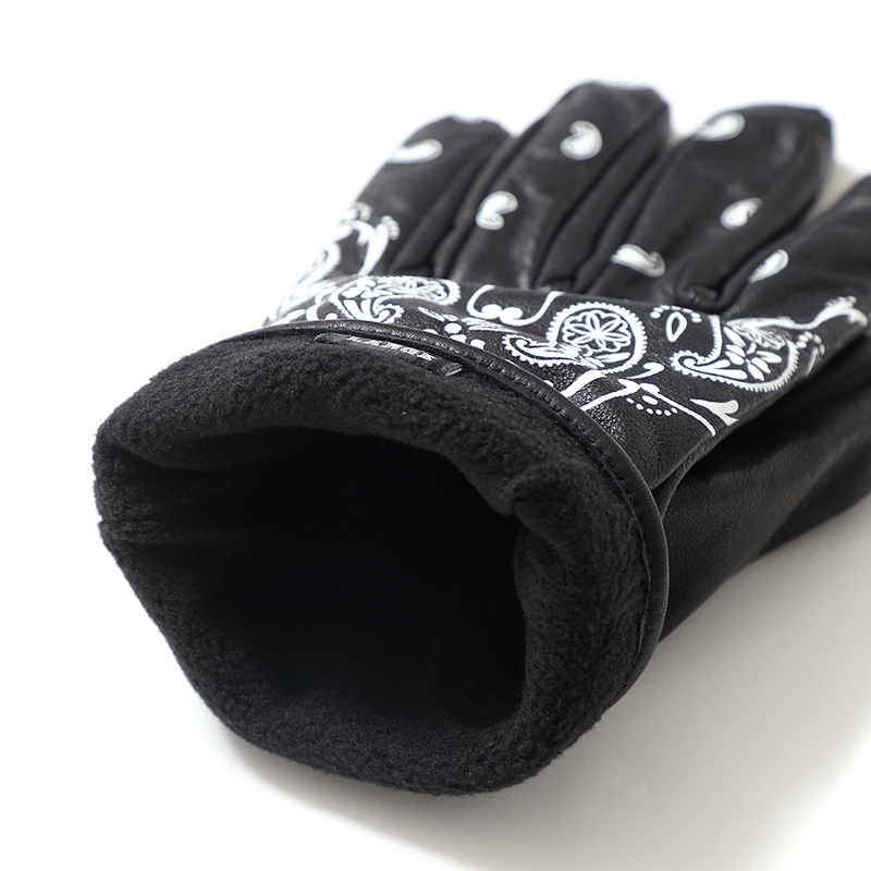 CHALLENGER/BANDANA LEATHER GLOVE（NAVY）［バンダナレザーグローブ