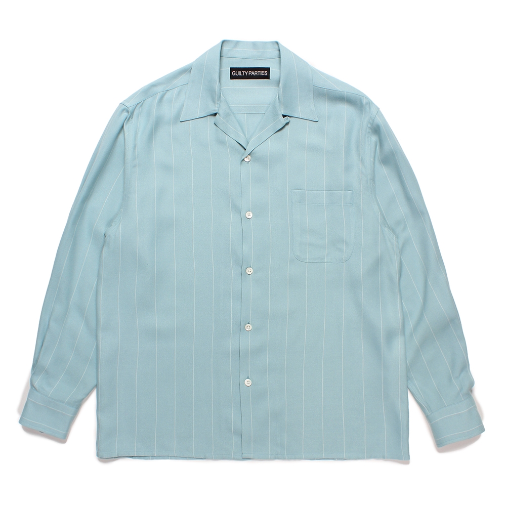 WACKO MARIA/STRIPED OPEN COLLAR SHIRT（MINT）［ストライプオープン