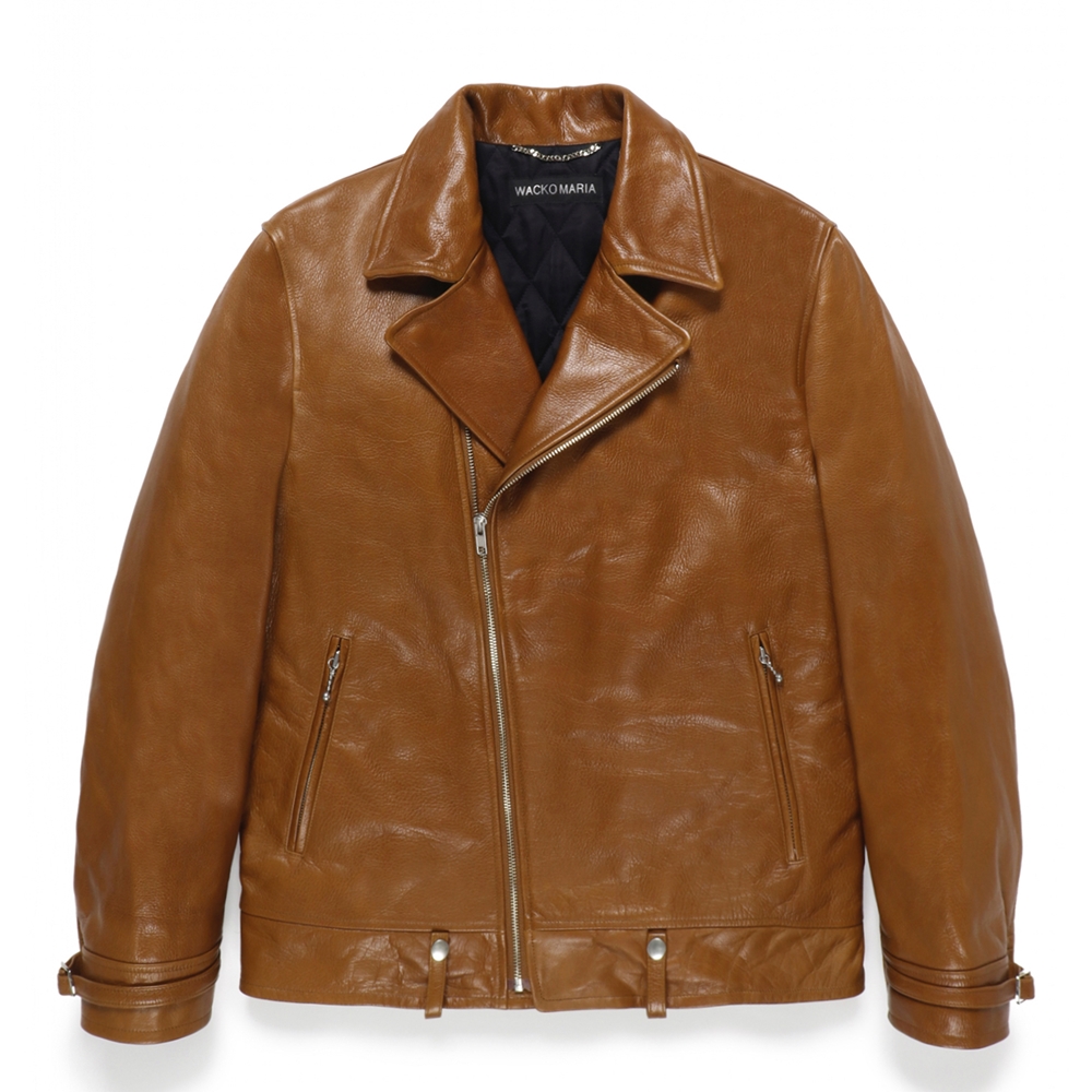 WACKO MARIA/LEATHER DOUBLE RIDERS JACKET（BROWN）［レザーダブル