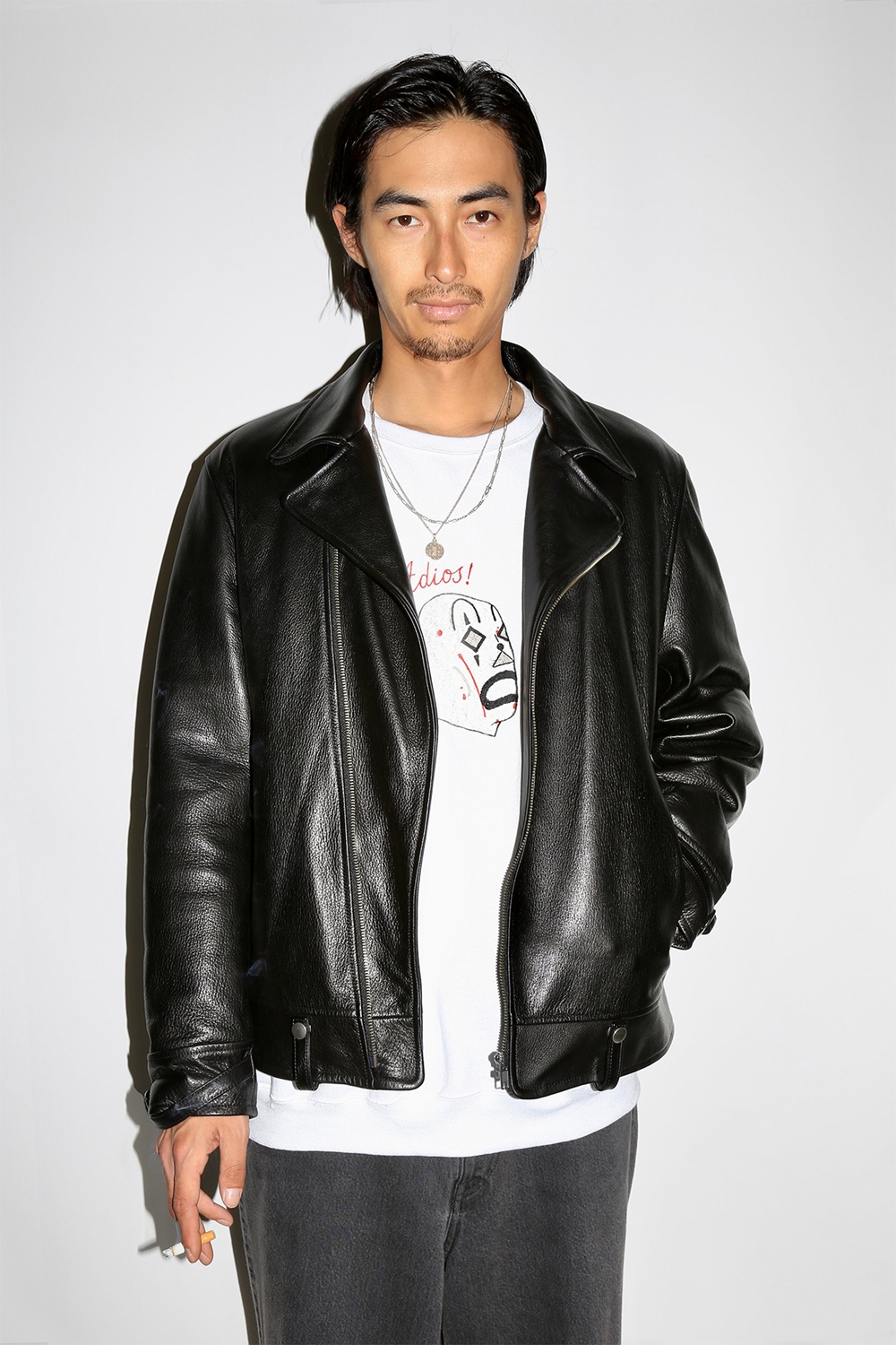WACKO MARIA/LEATHER DOUBLE RIDERS JACKET（BLACK）［レザーダブル