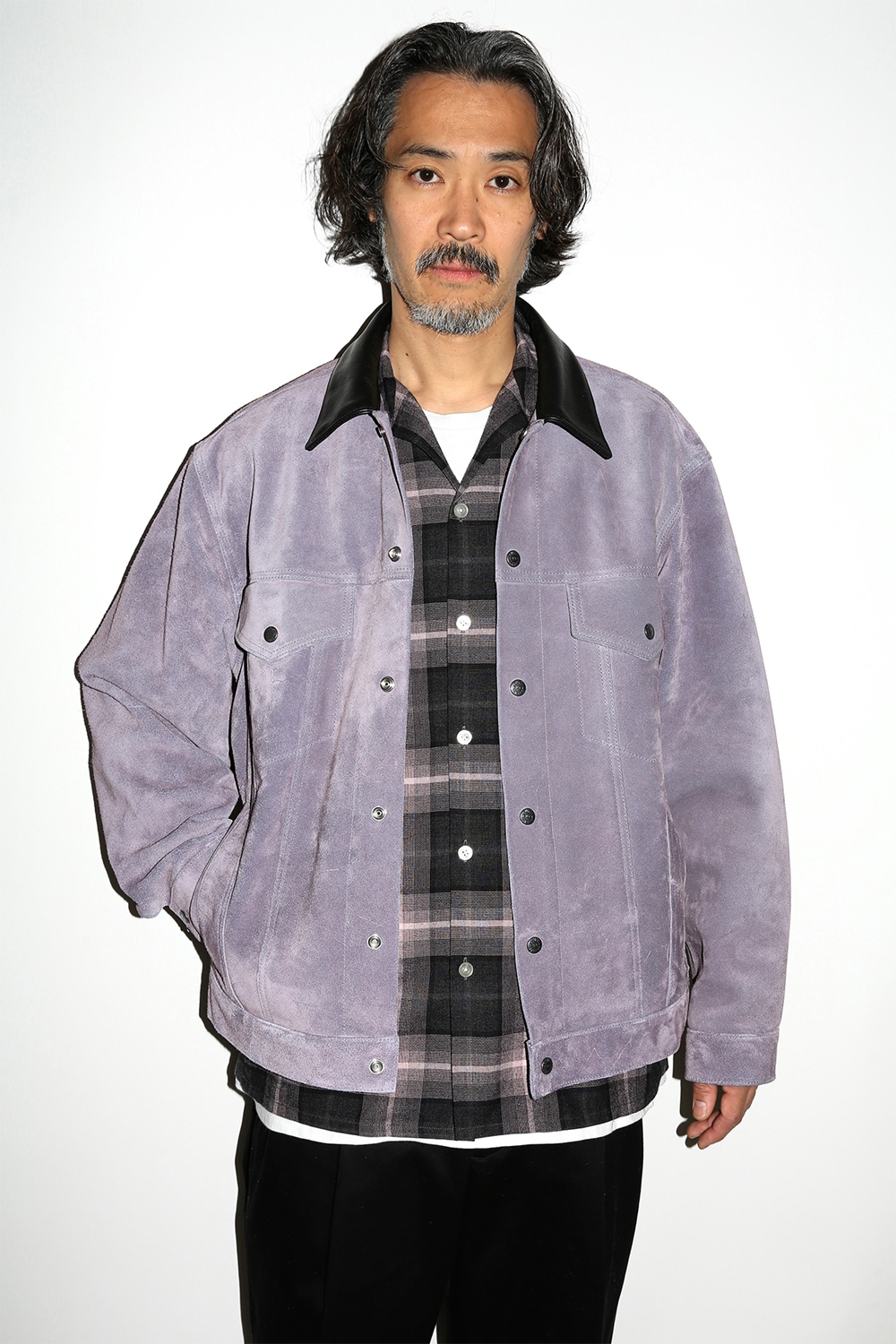 WACKO MARIA/SUEDE TRUCKER JACKET（PURPLE）［スウェードレザー
