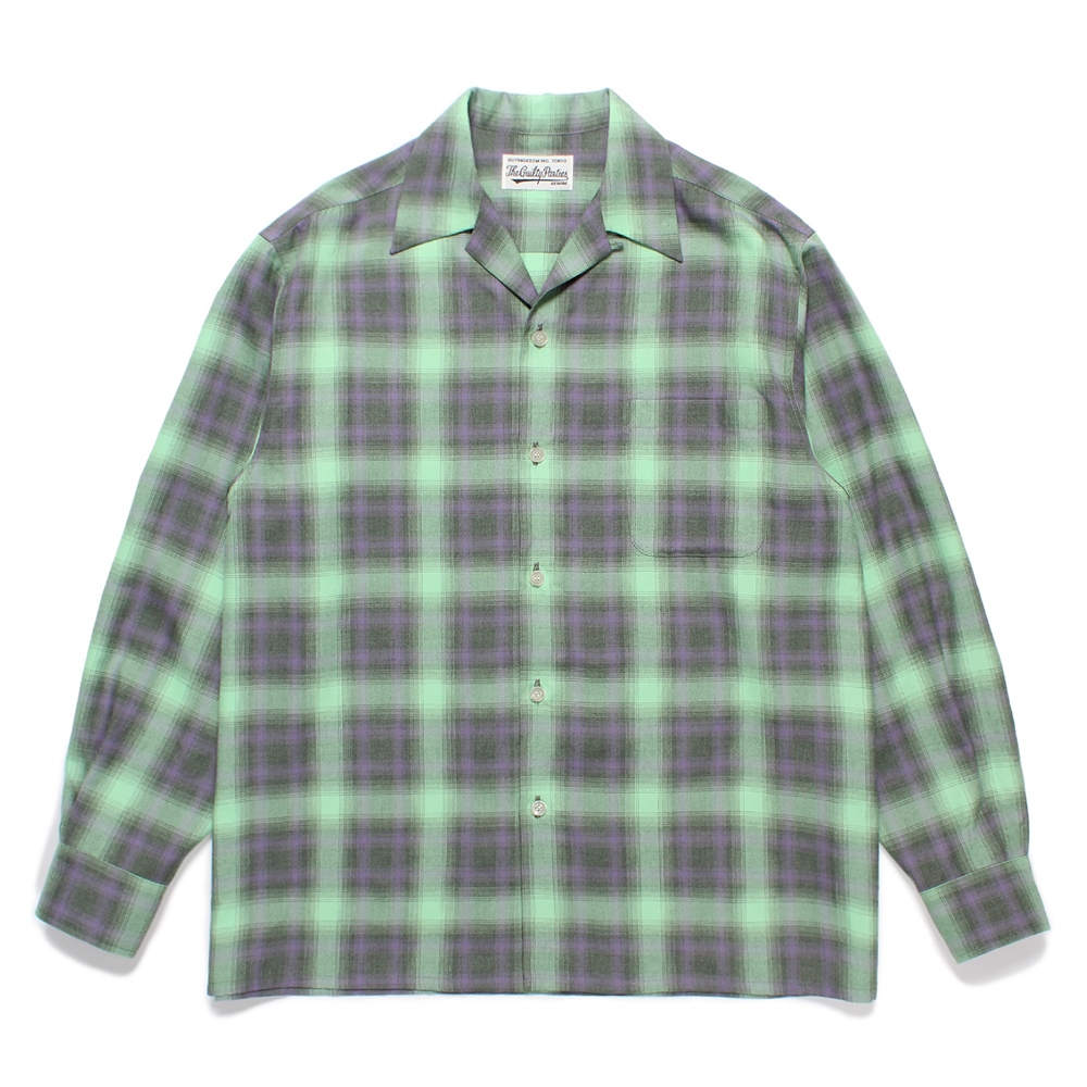 WACKO MARIA/OMBRE CHECK OPEN COLLAR SHIRT（GREEN）［オンブレ