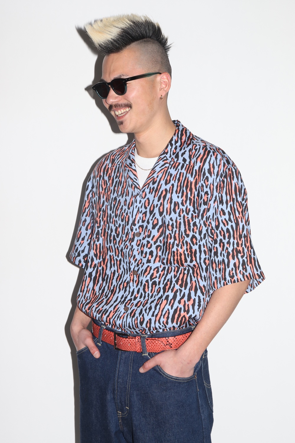 WACKO MARIA/LEOPARD HAWAIIAN SHIRT（BLUE）［レオパードハワイアン