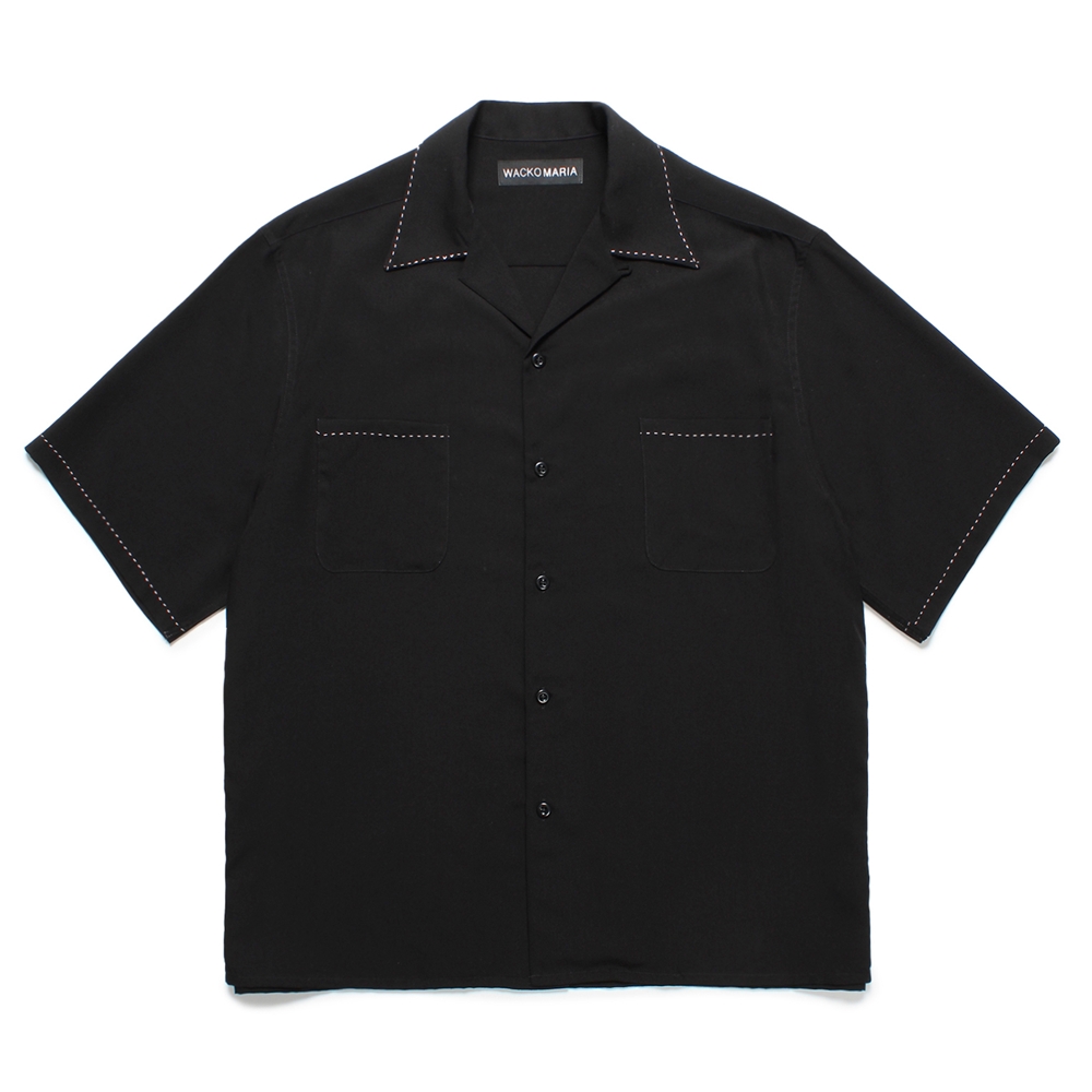 WACKO MARIA/50'S OPEN COLLAR SHIRT（BLACK）［ピンポイントステッチ