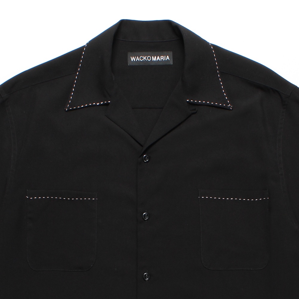 WACKO MARIA/50'S OPEN COLLAR SHIRT（BLACK）［ピンポイントステッチ