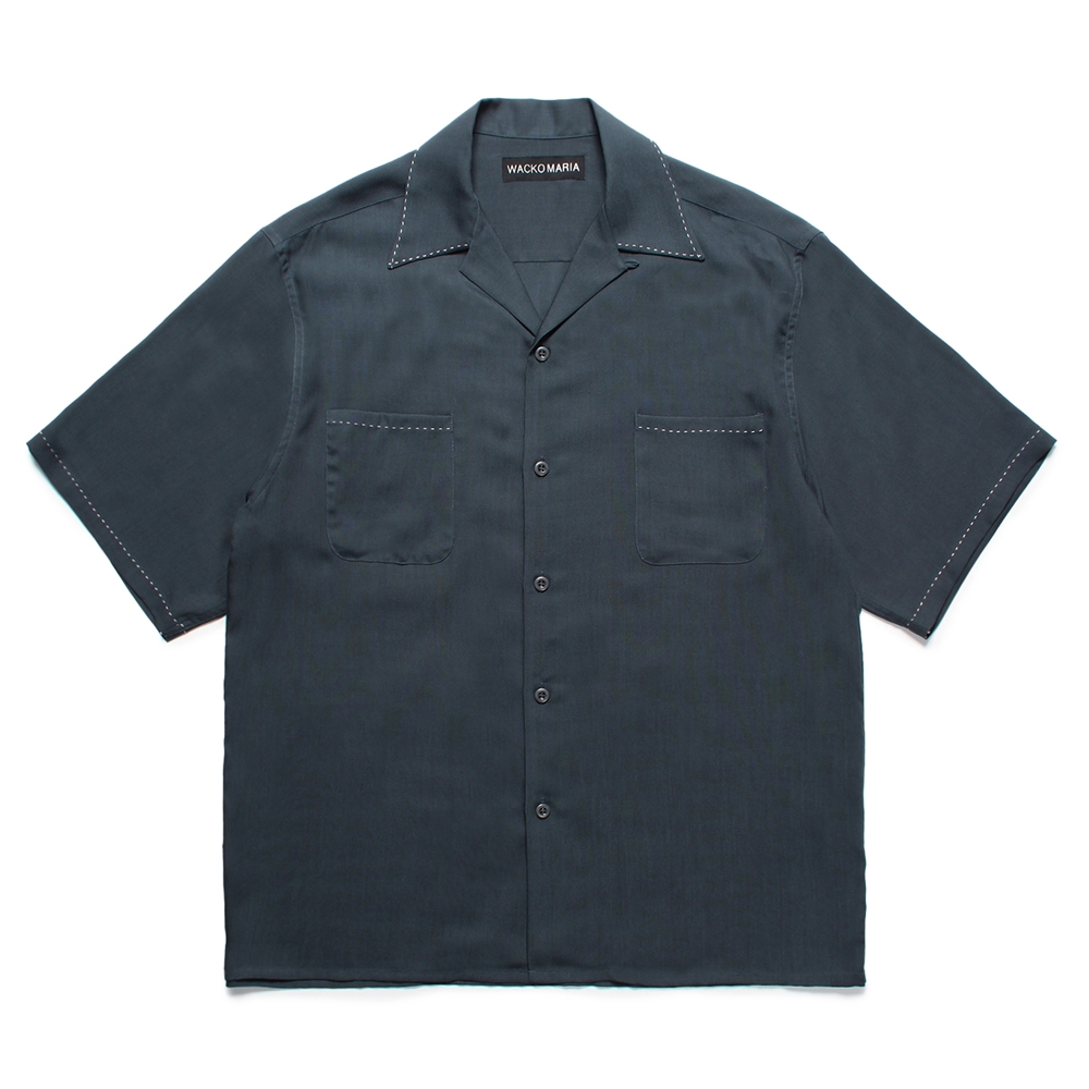 WACKO MARIA/50'S OPEN COLLAR SHIRT（NAVY）［ピンポイントステッチ