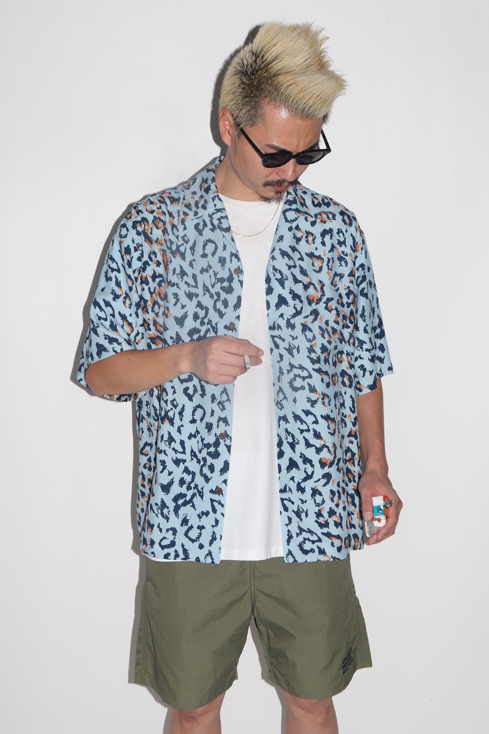 WACKO MARIA/LEOPARD HAWAIIAN SHIRT（BLUE）［レオパードハワイアン