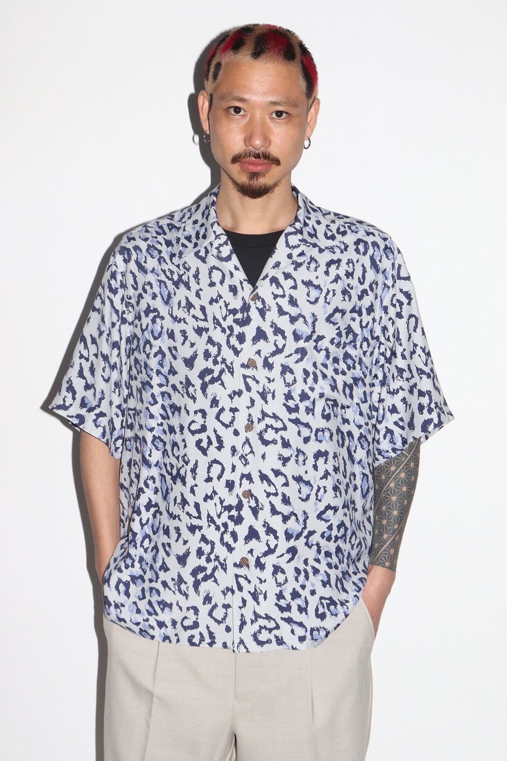 WACKO MARIA/LEOPARD HAWAIIAN SHIRT（GRAY）［レオパードハワイアン