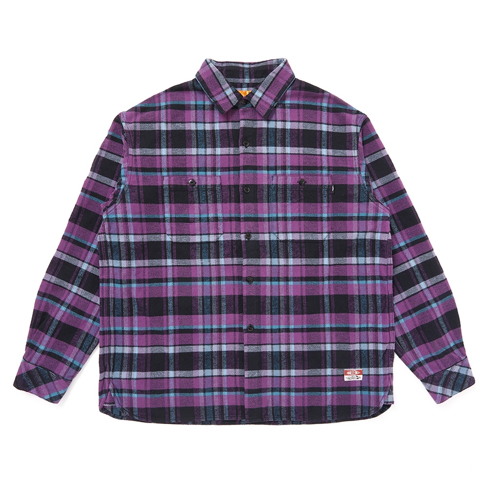 CHALLENGER/PLAID FLANNEL SHIRT（PURPLE）［チェックフランネルシャツ