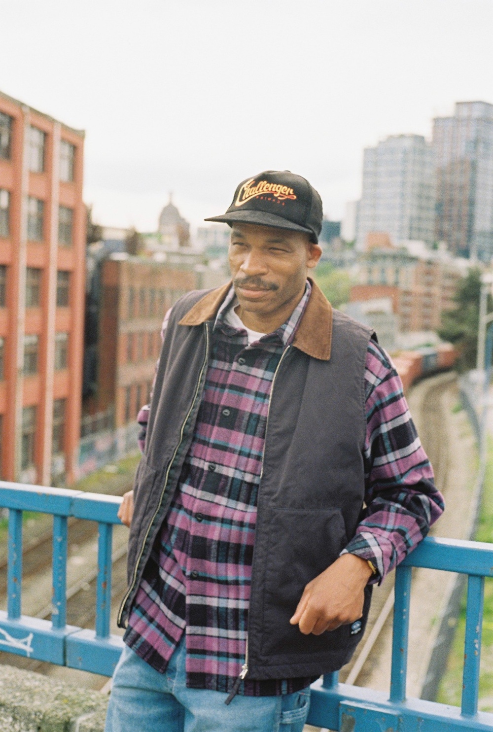 CHALLENGER/PLAID FLANNEL SHIRT（PURPLE）［チェックフランネルシャツ