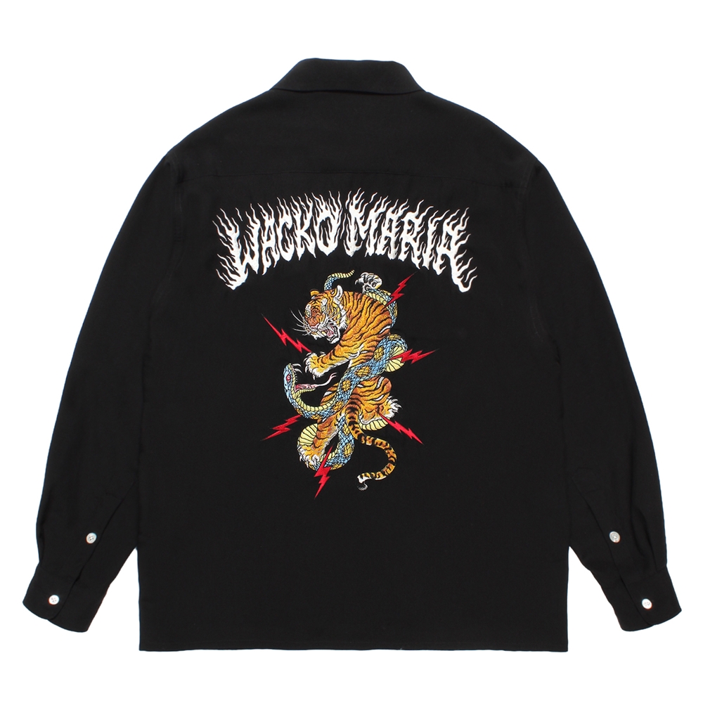 WACKO MARIA/TIM LEHI / 50'S OPEN COLLAR SHIRT（BLACK）［50'S