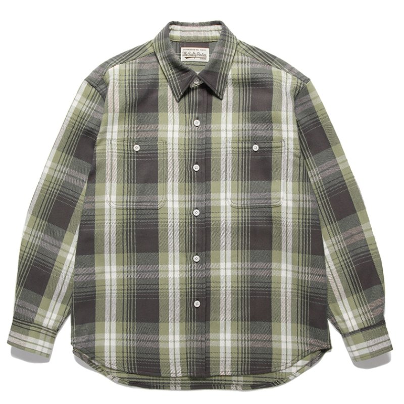 WACKO MARIA/CHECK FLANNEL SHIRT（OLIVE）［チェックフランネルシャツ