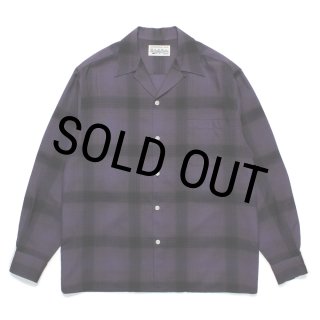 WACKO MARIA/OMBRE CHECK OPEN COLLAR SHIRT（PURPLE）［オンブレ