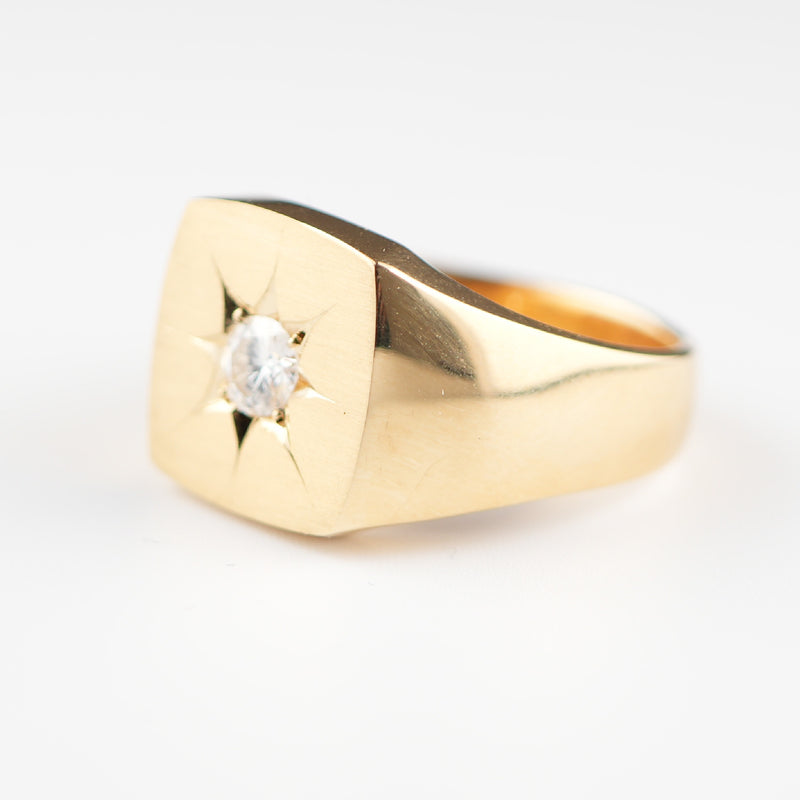 リング 印台(大) K18 0.3ct以上 ダイヤモンド付