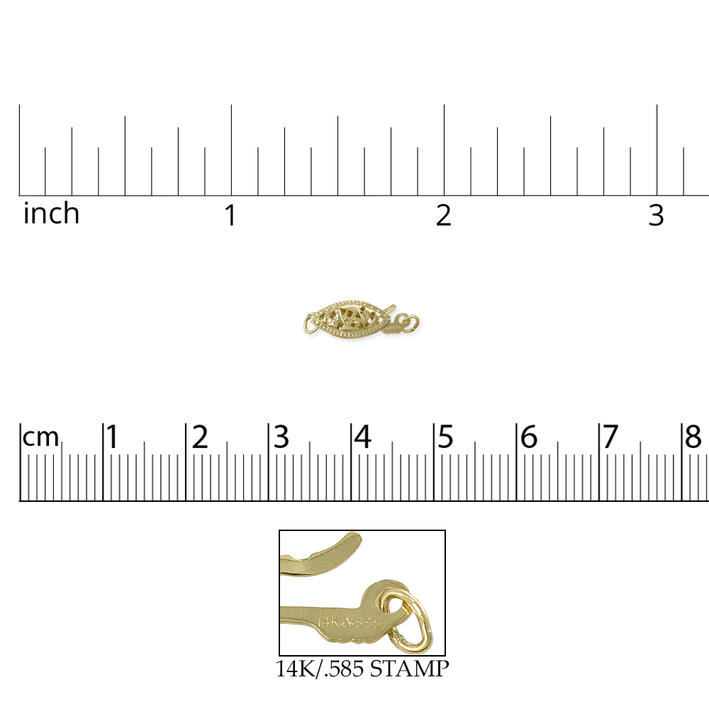 Filigree Clasp 13x5mm 14k Yellow Gold (1-Pc)