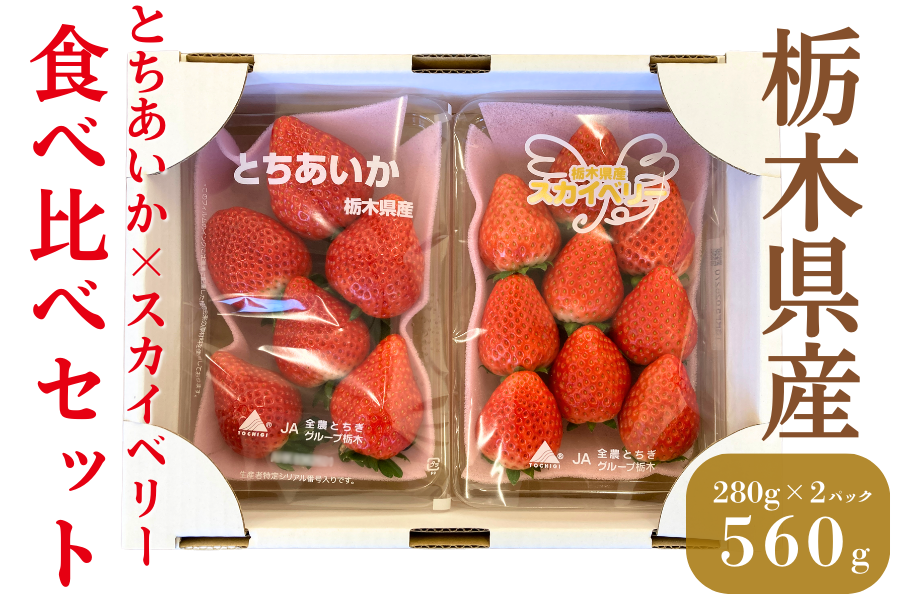 苺 食べ比べセット（とちあいか・スカイベリー/約280g×2P）栃木県産