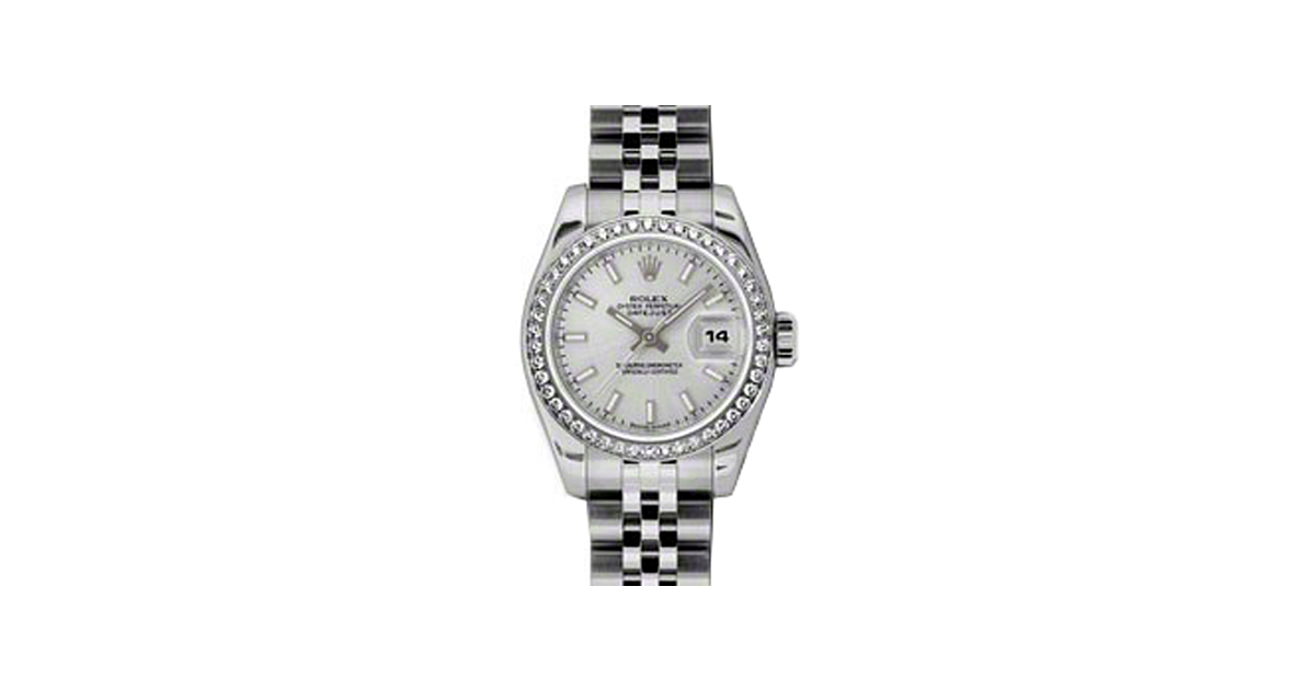 Rolex Lady-Datejust 26 179384-SLVSJ Silver Index Diamond Bezel