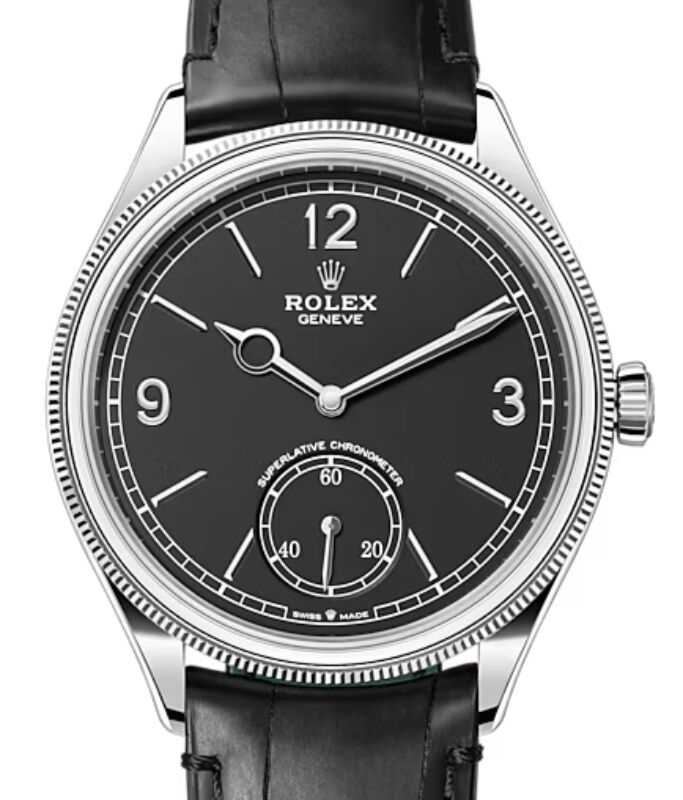Rolex Perpetual 1908 White Gold Black Dial Domed/Fluted Bezel