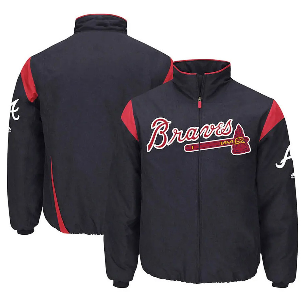 Cotton Full-Zip Atlanta Braves Navy On-Field Jacket - Jackets Masters