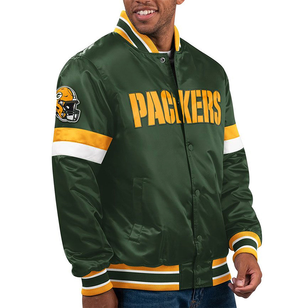 Satin Green Starter Green Bay Packers Home Game Jacket