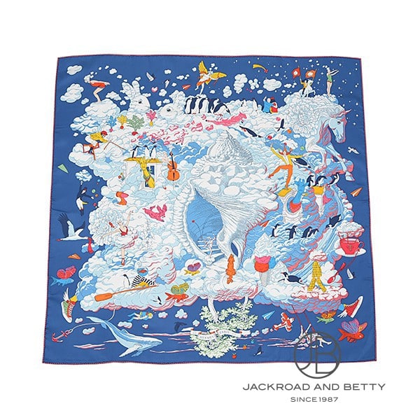 カレ90 私の雲 ブルー 青[] Carre90 Sur Mon Nuage | エルメス 新品