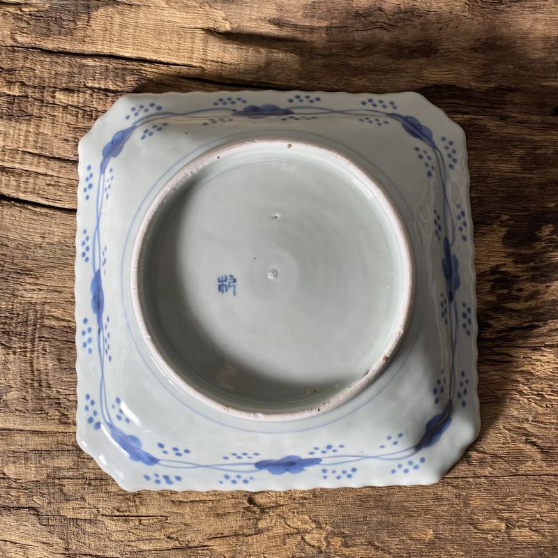 伊万里焼 染付 角皿 大皿 植物 - ジャパニーズアンティークショップ