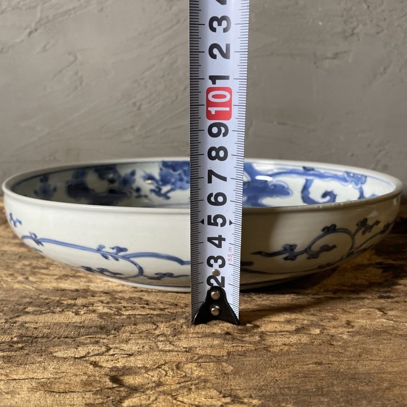 783 骨董 アンティーク 古伊万里 染付け 梅紋輪花なます皿 5寸 幕末 上