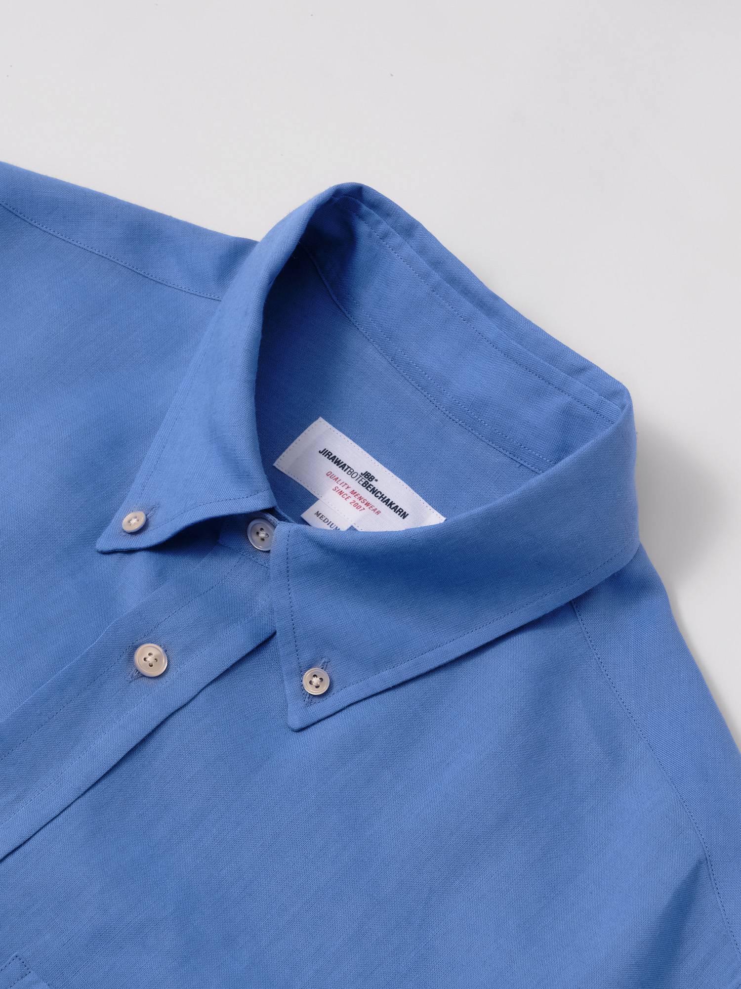 Sax Blue Linen Relaxed Fit Button-Down Collar Shirt – JBB*