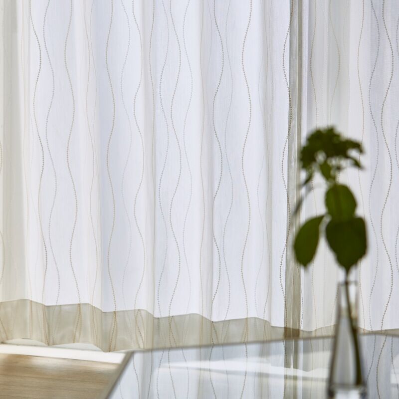 ミラー・遮熱・UVカット】ウェーブ レースカーテン JD-68009R