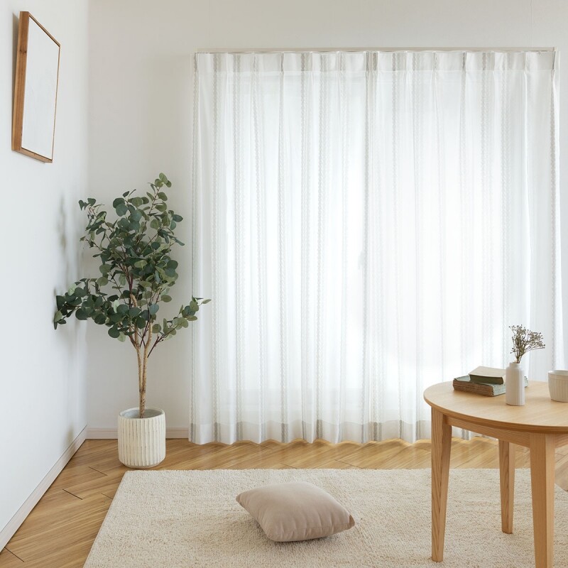 ミラー・UVカット・遮熱】モコ カフェカーテン JD-68018 ホワイト