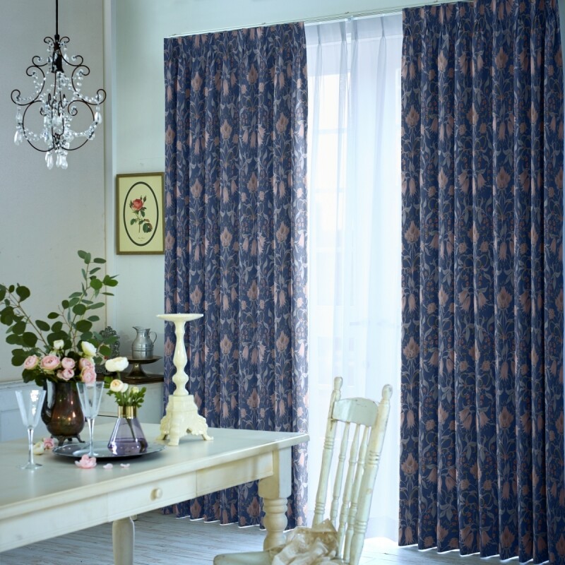 ラ・セゾン カーテン JE-98074 ダークネイビー ｜ジャストカーテン