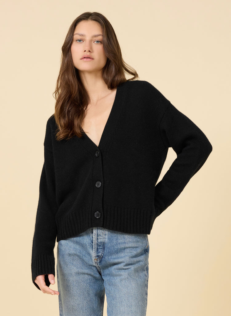 Aster Cashmere Cardigan - Black – One Grey Day