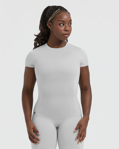 Short Sleeve Women's Workout Top - Light Grey | Oner Active