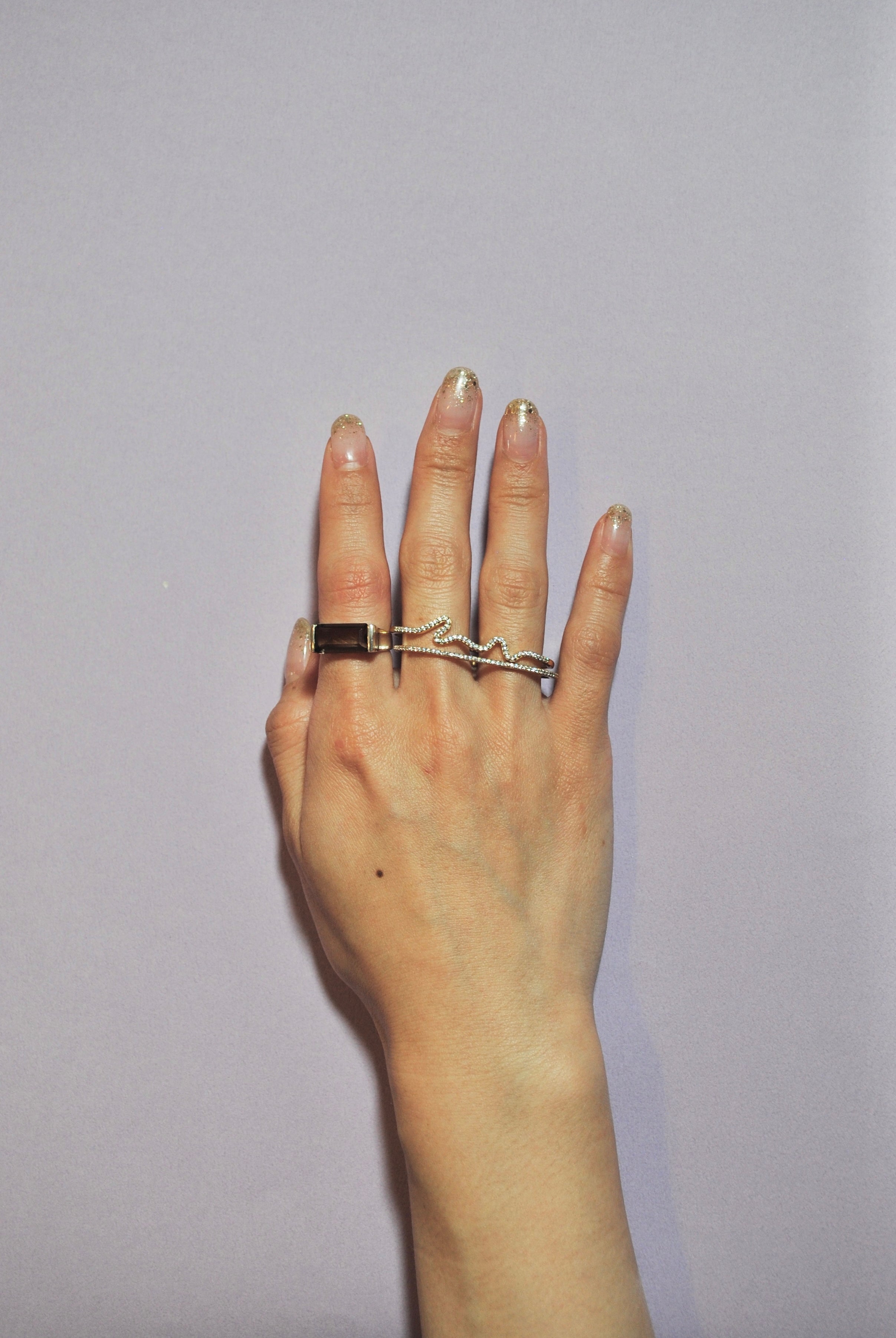 モアサナイト/gold）handwritten double finger ring – ödül