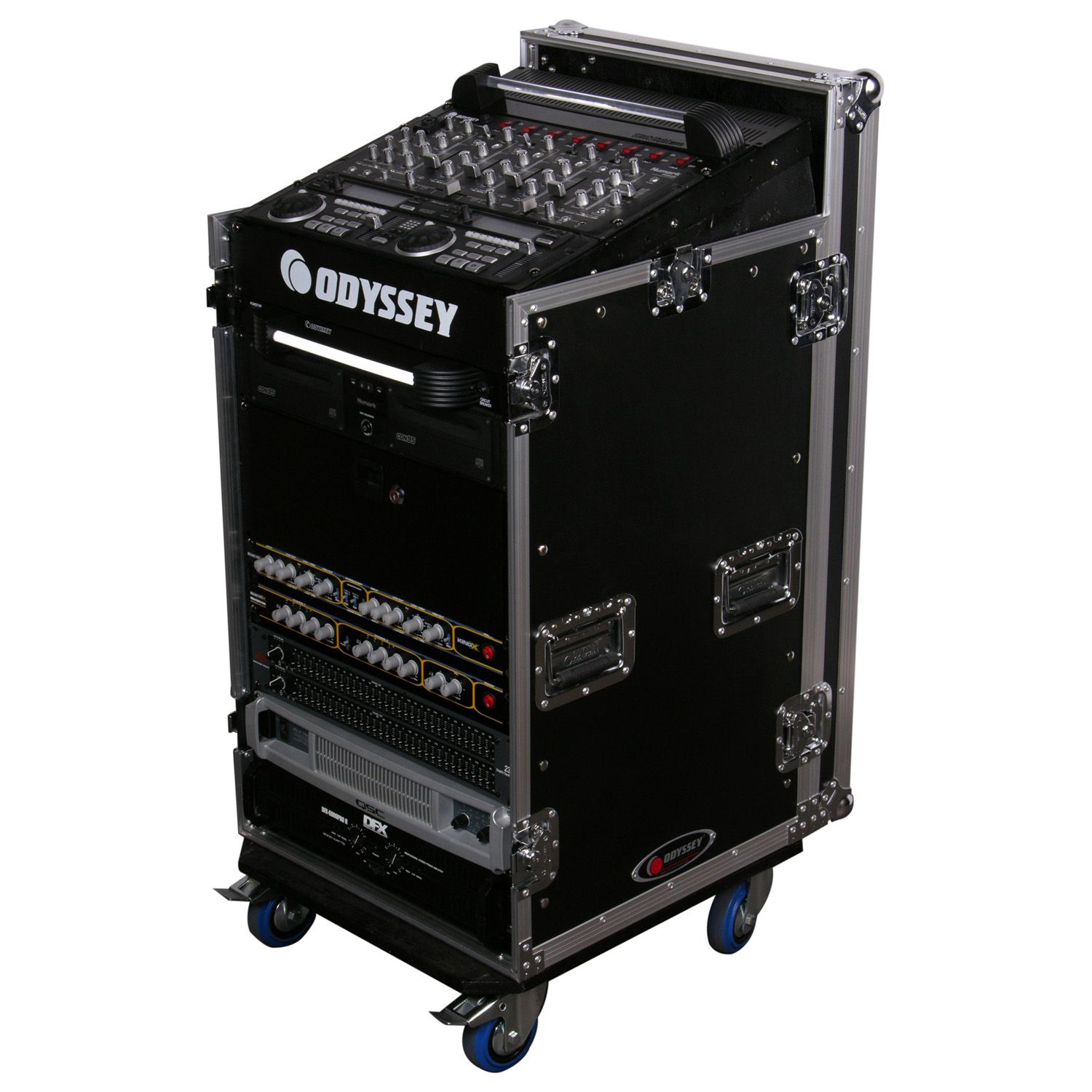 11U Top Slanted 16U Vertical Pro Combo Rack with Two Side Tables